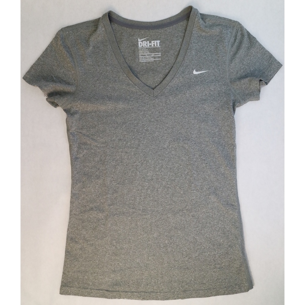 Nike Dri-Fit V-Neck in Heather Gray